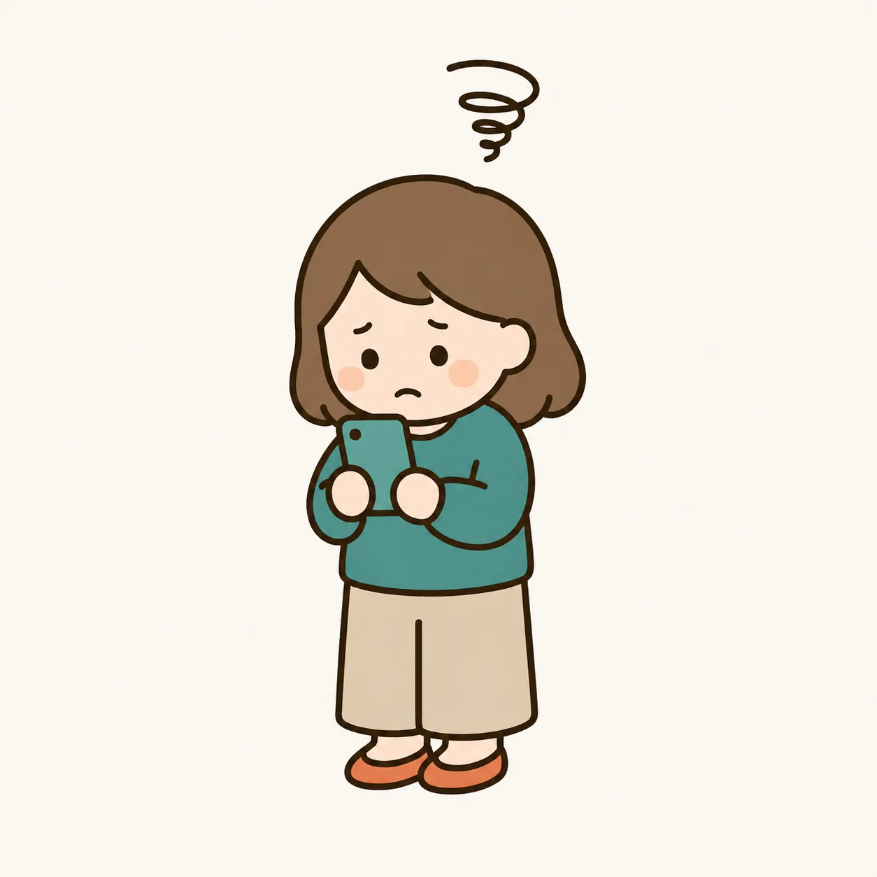 スマートフォンを見ながら、あとで読もうと思ったまま忘れてしまう様子